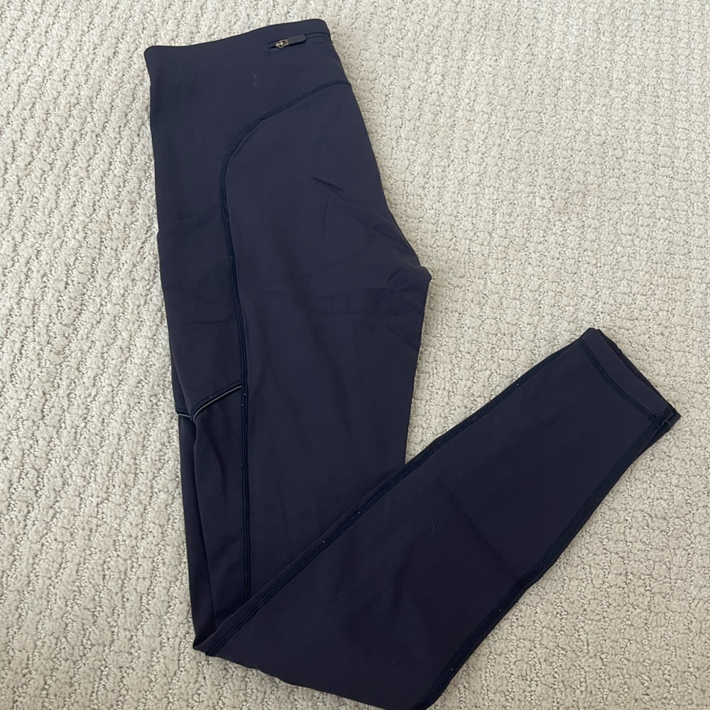 Navy speed up style, higher mid rise pant with pockets 28”